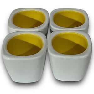 Hand Glazed BIA Cordon Bleu 4 Piece Porcelain Square Egg Cup Set